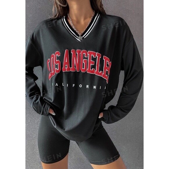 SHEIN MOOSTA Los Angeles Drop Shoulder Women’s Oversized Loose Fit Medium - Picture 1 of 14